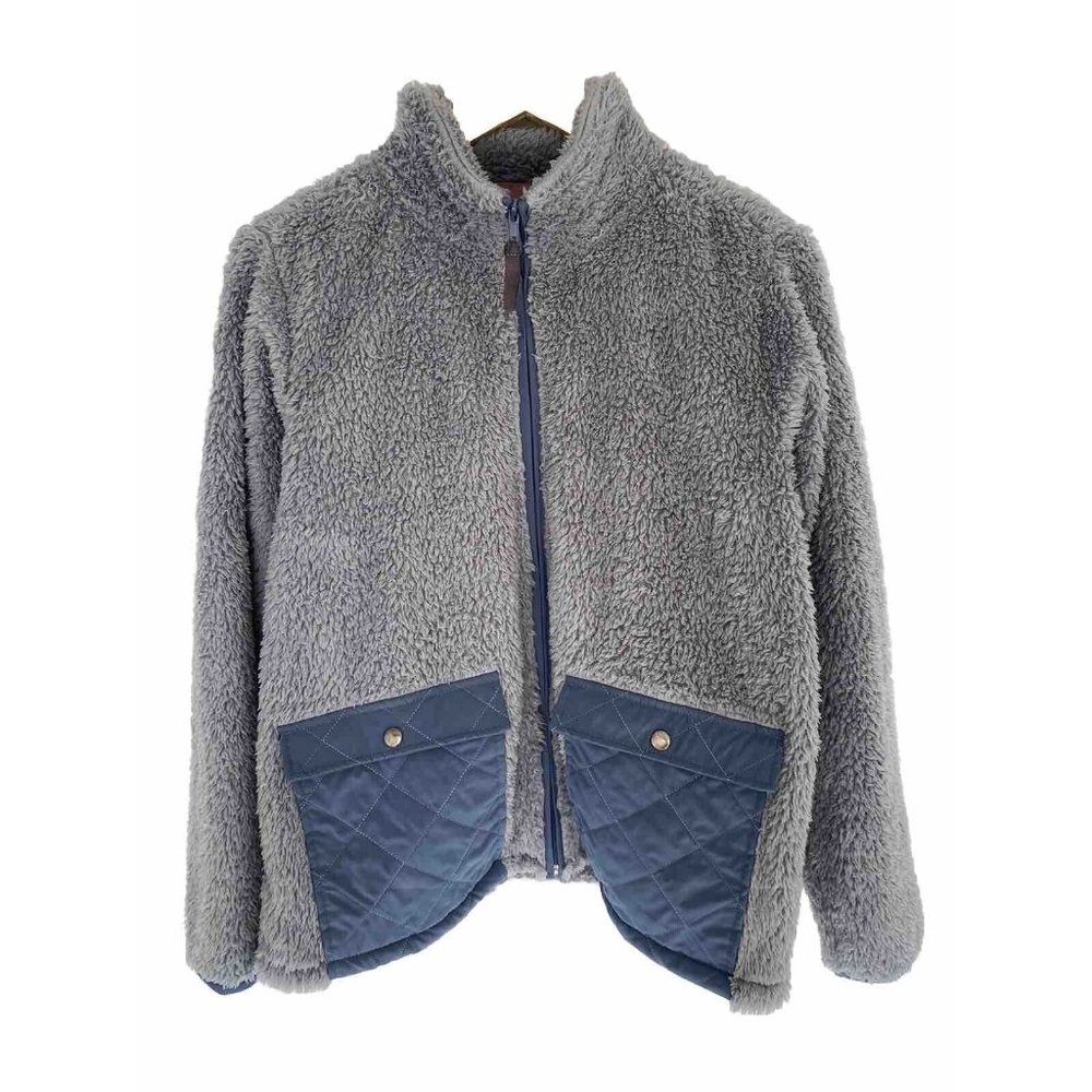 Evy's Tree The Nina Sherpa Storm Blue Color Size M Full‎ Zip Jacket with Pockets